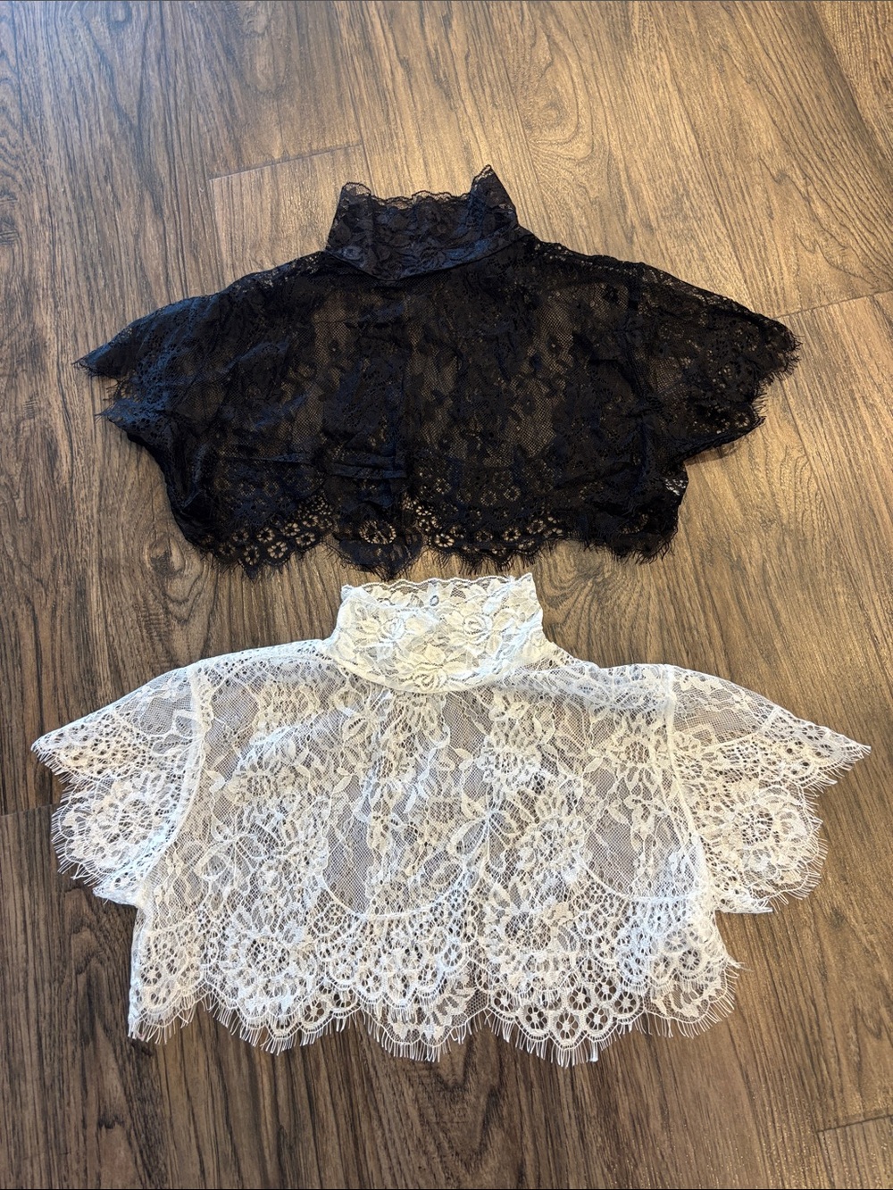 2 Lace High-Neck Capelet Tops - Black and White New without Tags